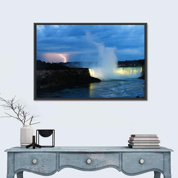 Storm Over Niagara Falls Panoramic Canvas Wall Art-1 Piece-36" x 12"-Tiaracle