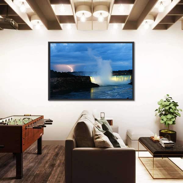 Storm Over Niagara Falls Panoramic Canvas Wall Art-1 Piece-36" x 12"-Tiaracle