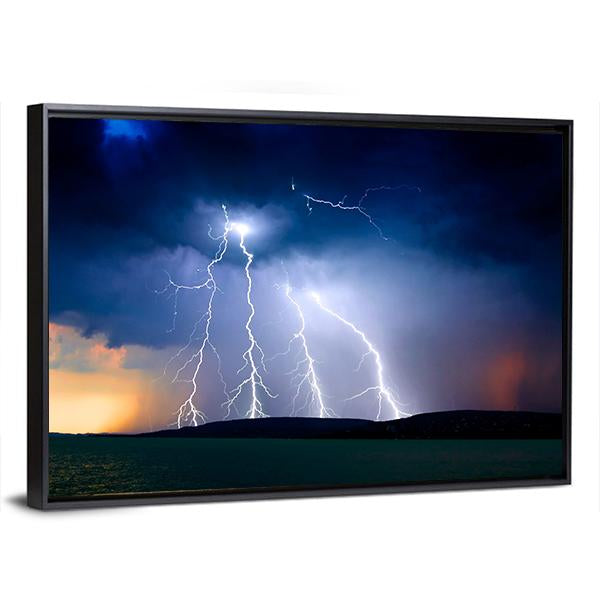Storm Over The Lake Balaton Canvas Wall Art-3 Horizontal-Gallery Wrap-25&quot; x 16&quot;-Tiaracle