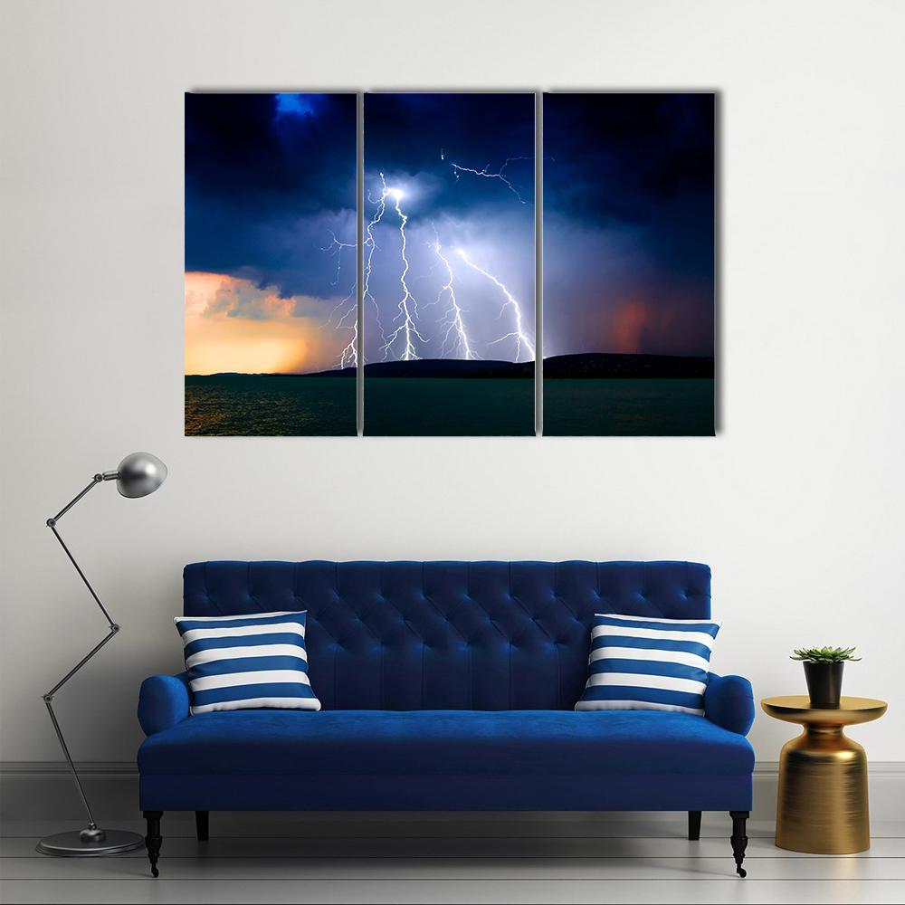 Storm Over The Lake Balaton Canvas Wall Art-3 Horizontal-Gallery Wrap-37&quot; x 24&quot;-Tiaracle