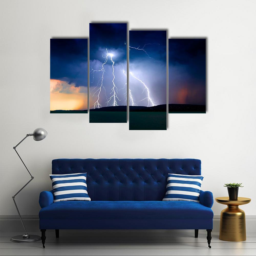 Storm Over The Lake Balaton Canvas Wall Art-5 Star-Gallery Wrap-62" x 32"-Tiaracle