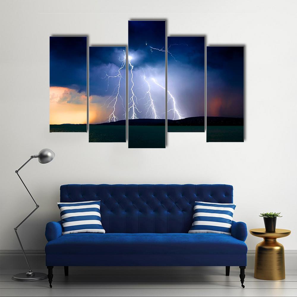 Storm Over The Lake Balaton Canvas Wall Art-5 Pop-Gallery Wrap-47&quot; x 32&quot;-Tiaracle