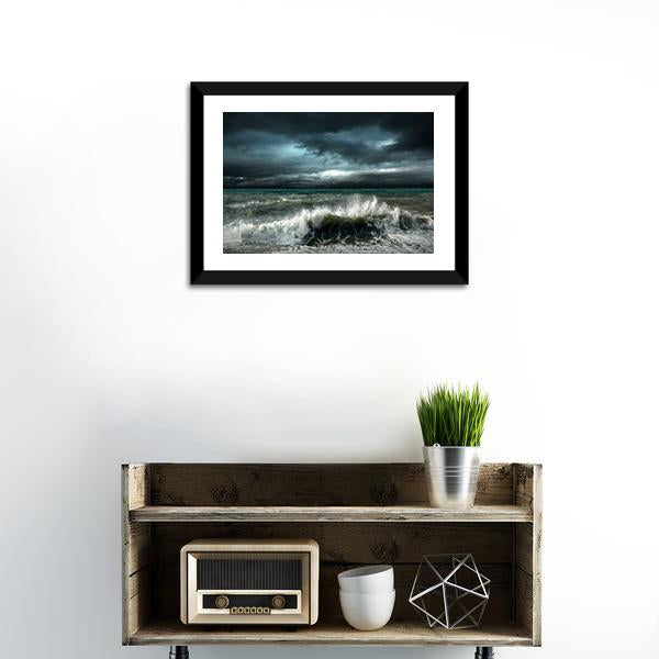 Storm Seascape Canvas Wall Art-3 Horizontal-Gallery Wrap-25" x 16"-Tiaracle