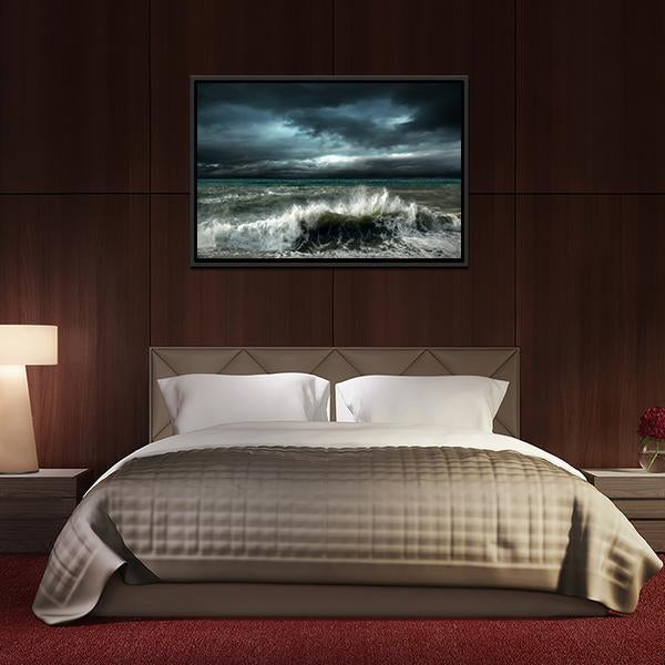 Storm Seascape Canvas Wall Art-3 Horizontal-Gallery Wrap-25" x 16"-Tiaracle