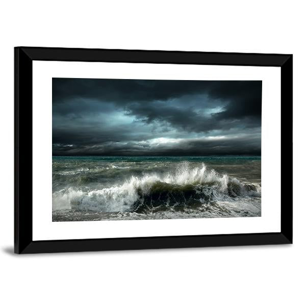 Storm Seascape Canvas Wall Art-3 Horizontal-Gallery Wrap-25" x 16"-Tiaracle