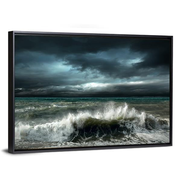 Storm Seascape Canvas Wall Art-5 Horizontal-Gallery Wrap-22" x 12"-Tiaracle
