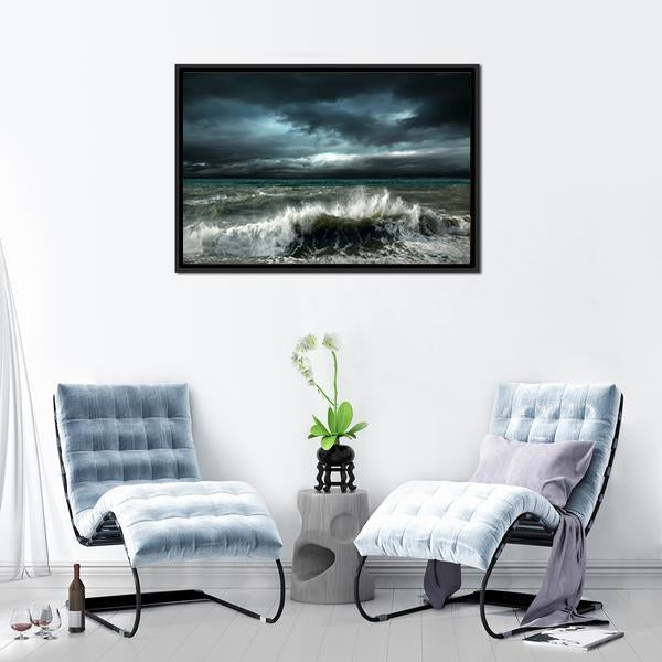 Storm Seascape Canvas Wall Art-5 Horizontal-Gallery Wrap-22" x 12"-Tiaracle
