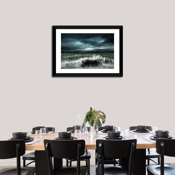 Storm Seascape Canvas Wall Art-5 Horizontal-Gallery Wrap-22" x 12"-Tiaracle
