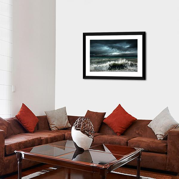 Storm Seascape Canvas Wall Art-5 Horizontal-Gallery Wrap-22" x 12"-Tiaracle