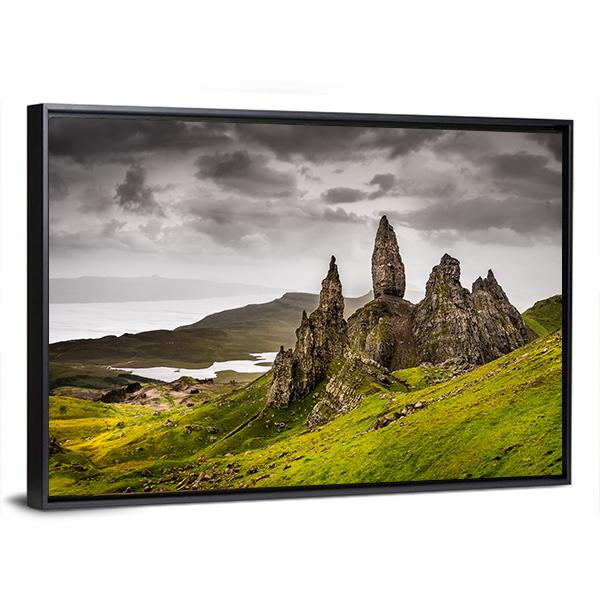 Storr Rock Scotland Canvas Wall Art-3 Horizontal-Gallery Wrap-25" x 16"-Tiaracle