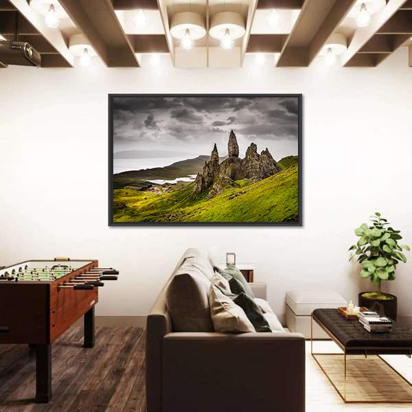 Storr Rock Scotland Canvas Wall Art-3 Horizontal-Gallery Wrap-25&quot; x 16&quot;-Tiaracle