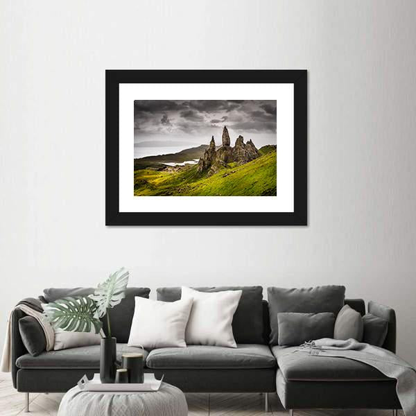 Storr Rock Scotland Canvas Wall Art-3 Horizontal-Gallery Wrap-25&quot; x 16&quot;-Tiaracle