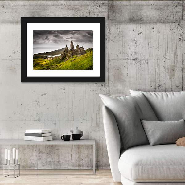 Storr Rock Scotland Canvas Wall Art-3 Horizontal-Gallery Wrap-25&quot; x 16&quot;-Tiaracle