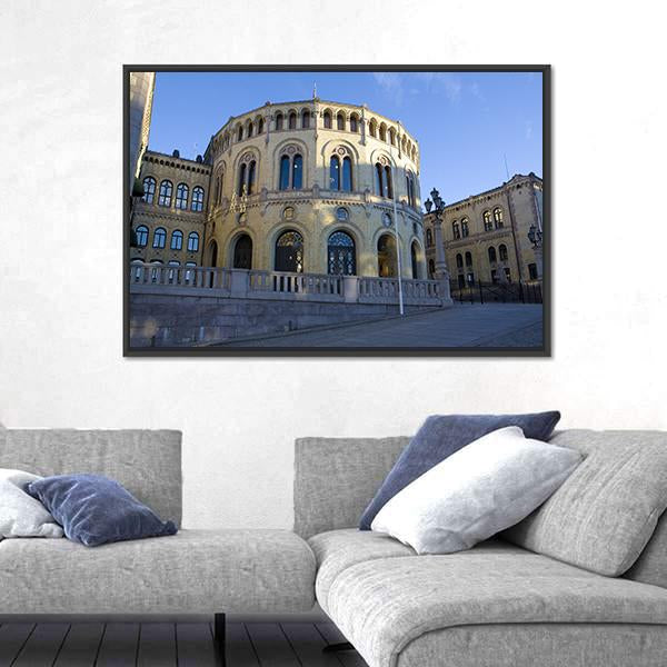 Stortinget Parliament Oslo In Norway Canvas Wall Art-3 Horizontal-Gallery Wrap-25" x 16"-Tiaracle