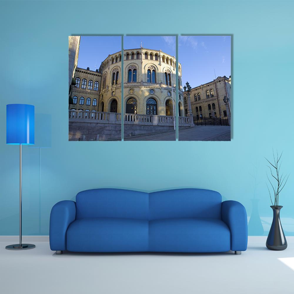 Stortinget Parliament Oslo In Norway Canvas Wall Art-1 Piece-Gallery Wrap-48" x 32"-Tiaracle