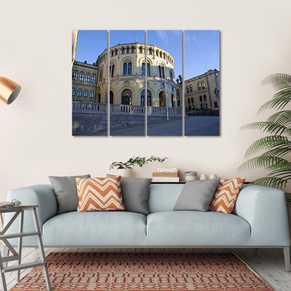 Stortinget Parliament Oslo In Norway Canvas Wall Art-4 Horizontal-Gallery Wrap-34" x 24"-Tiaracle