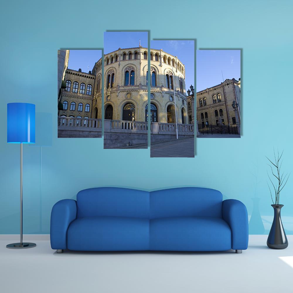 Stortinget Parliament Oslo In Norway Canvas Wall Art-4 Pop-Gallery Wrap-50" x 32"-Tiaracle