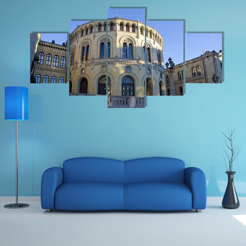 Stortinget Parliament Oslo In Norway Canvas Wall Art-5 Star-Gallery Wrap-62" x 32"-Tiaracle