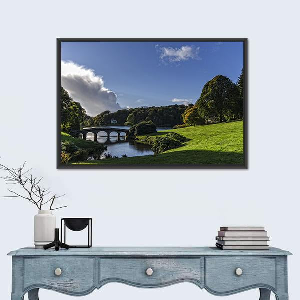 Stourhead Gardens In Wiltshire Canvas Wall Art-1 Piece-Floating Frame-24" x 16"-Tiaracle