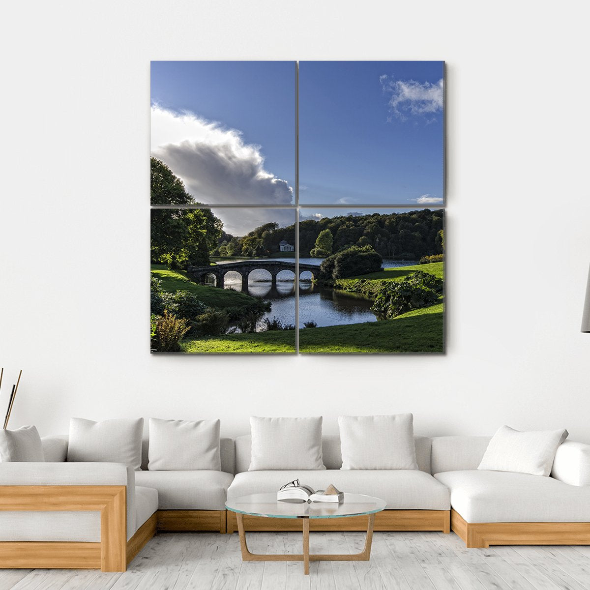 Stourhead Gardens In Wiltshire Canvas Wall Art-4 Square-Gallery Wrap-17" x 17"-Tiaracle