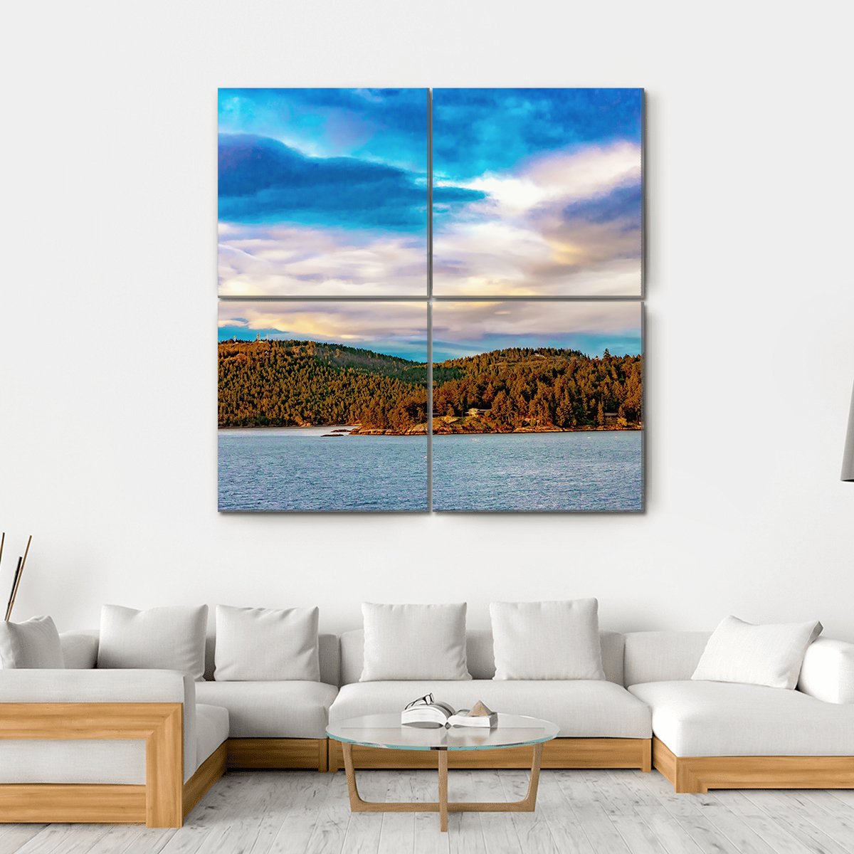 Strait Of Georgia Landscape Canvas Wall Art-4 Square-Gallery Wrap-17" x 17"-Tiaracle