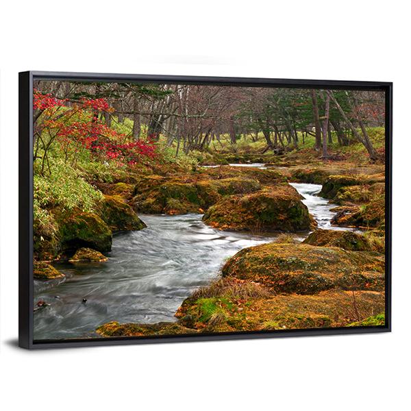 Strange Landscape Of River Flows On Misty Forest Canvas Wall Art-3 Horizontal-Gallery Wrap-25&quot; x 16&quot;-Tiaracle