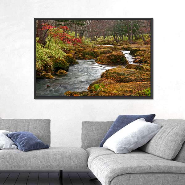 Strange Landscape Of River Flows On Misty Forest Canvas Wall Art-3 Horizontal-Gallery Wrap-25&quot; x 16&quot;-Tiaracle