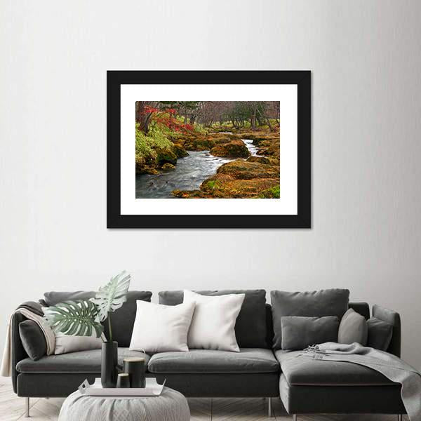 Strange Landscape Of River Flows On Misty Forest Canvas Wall Art-3 Horizontal-Gallery Wrap-25&quot; x 16&quot;-Tiaracle