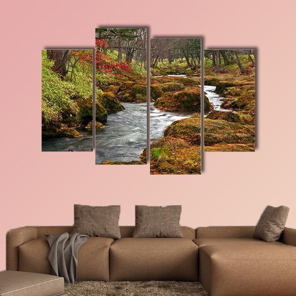 Strange Landscape Of River Flows On Misty Forest Canvas Wall Art-4 Pop-Gallery Wrap-50&quot; x 32&quot;-Tiaracle