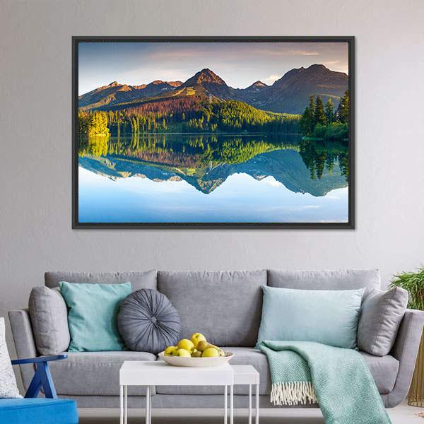 Strbske Pleso Lake Panoramic Canvas Wall Art-1 Piece-36" x 12"-Tiaracle