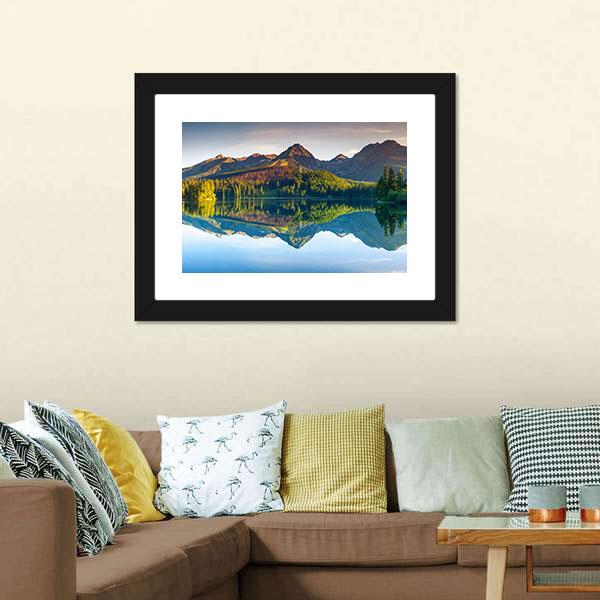 Strbske Pleso Lake Panoramic Canvas Wall Art-1 Piece-36" x 12"-Tiaracle