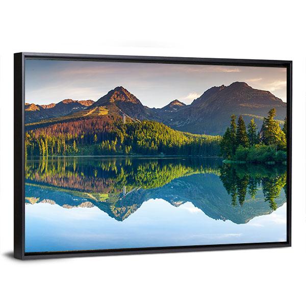 Strbske Pleso Lake Panoramic Canvas Wall Art-1 Piece-36" x 12"-Tiaracle