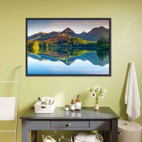Strbske Pleso Lake Panoramic Canvas Wall Art-1 Piece-36" x 12"-Tiaracle