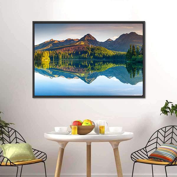 Strbske Pleso Lake Panoramic Canvas Wall Art-1 Piece-36" x 12"-Tiaracle