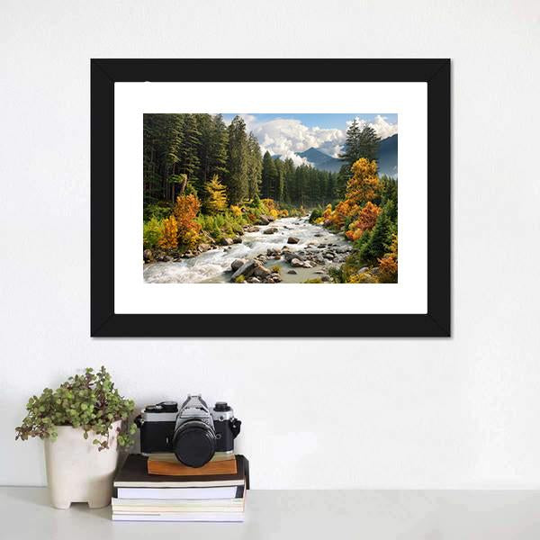 Stream & Forest Canvas Wall Art-5 Horizontal-Gallery Wrap-22" x 12"-Tiaracle