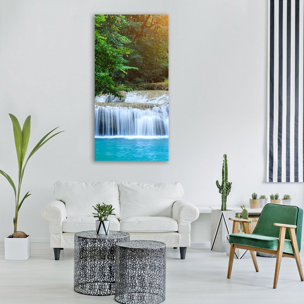 Stream In Green Forest Jungle Vertical Canvas Wall Art-1 Vertical-Gallery Wrap-12" x 24"-Tiaracle