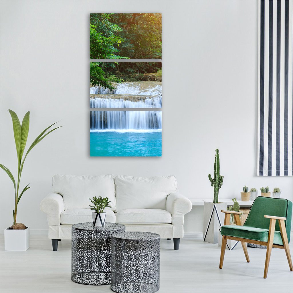 Stream In Green Forest Jungle Vertical Canvas Wall Art-1 Vertical-Gallery Wrap-12" x 24"-Tiaracle