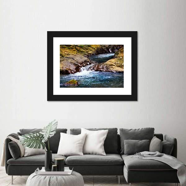 Stream In Rain Forest With Little Waterfalls Canvas Wall Art-3 Horizontal-Gallery Wrap-25" x 16"-Tiaracle