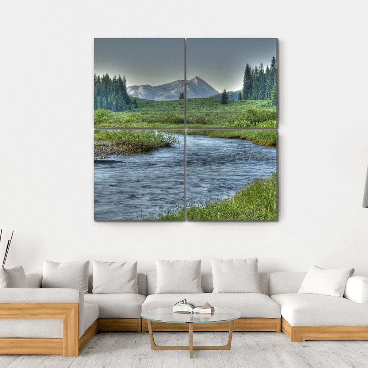 Stream In Summer Canvas Wall Art-4 Square-Gallery Wrap-17" x 17"-Tiaracle