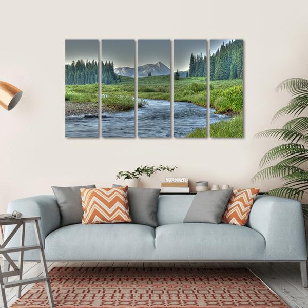 Stream In Summer Canvas Wall Art-5 Horizontal-Gallery Wrap-22" x 12"-Tiaracle
