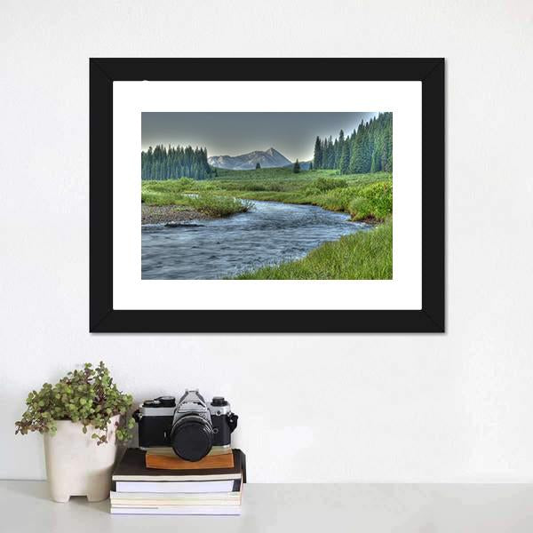 Stream In Summer Canvas Wall Art-1 Piece-Framed Print-20" x 16"-Tiaracle