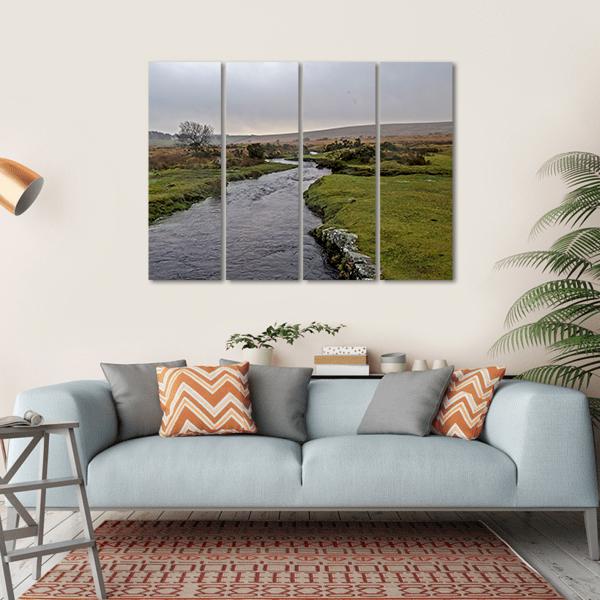 Stream River On Dartmoor Canvas Wall Art-1 Piece-Gallery Wrap-36" x 24"-Tiaracle
