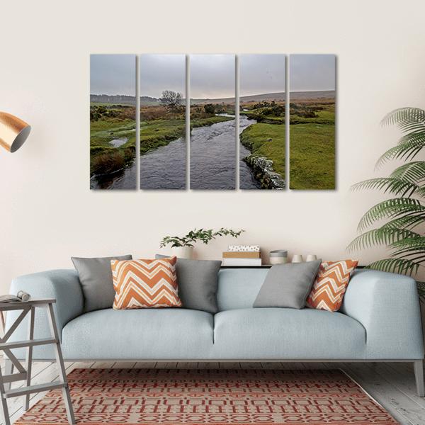 Stream River On Dartmoor Canvas Wall Art-5 Horizontal-Gallery Wrap-22" x 12"-Tiaracle