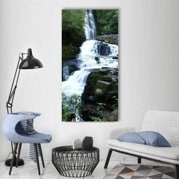 Stream Wet Waterfall Vertical Canvas Wall Art-1 Vertical-Gallery Wrap-12" x 24"-Tiaracle