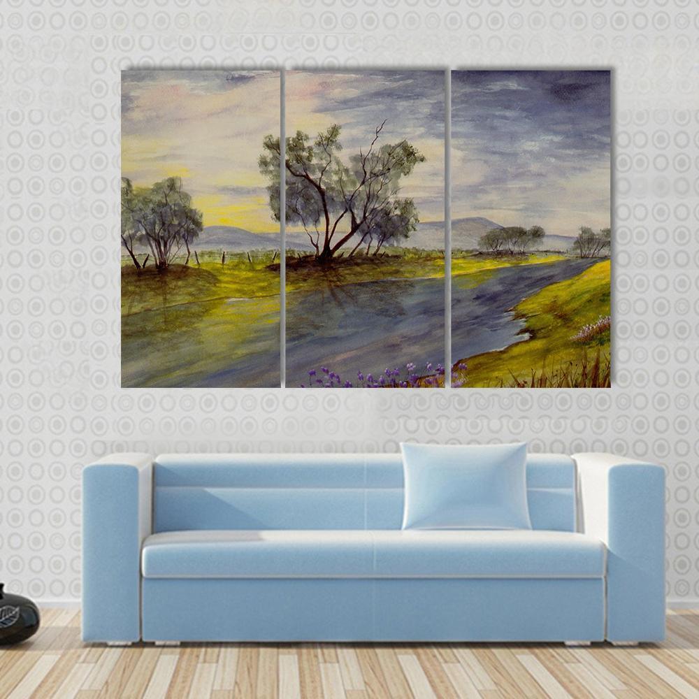 Streams Flowing Down The Mountains Canvas Wall Art-3 Horizontal-Gallery Wrap-37" x 24"-Tiaracle