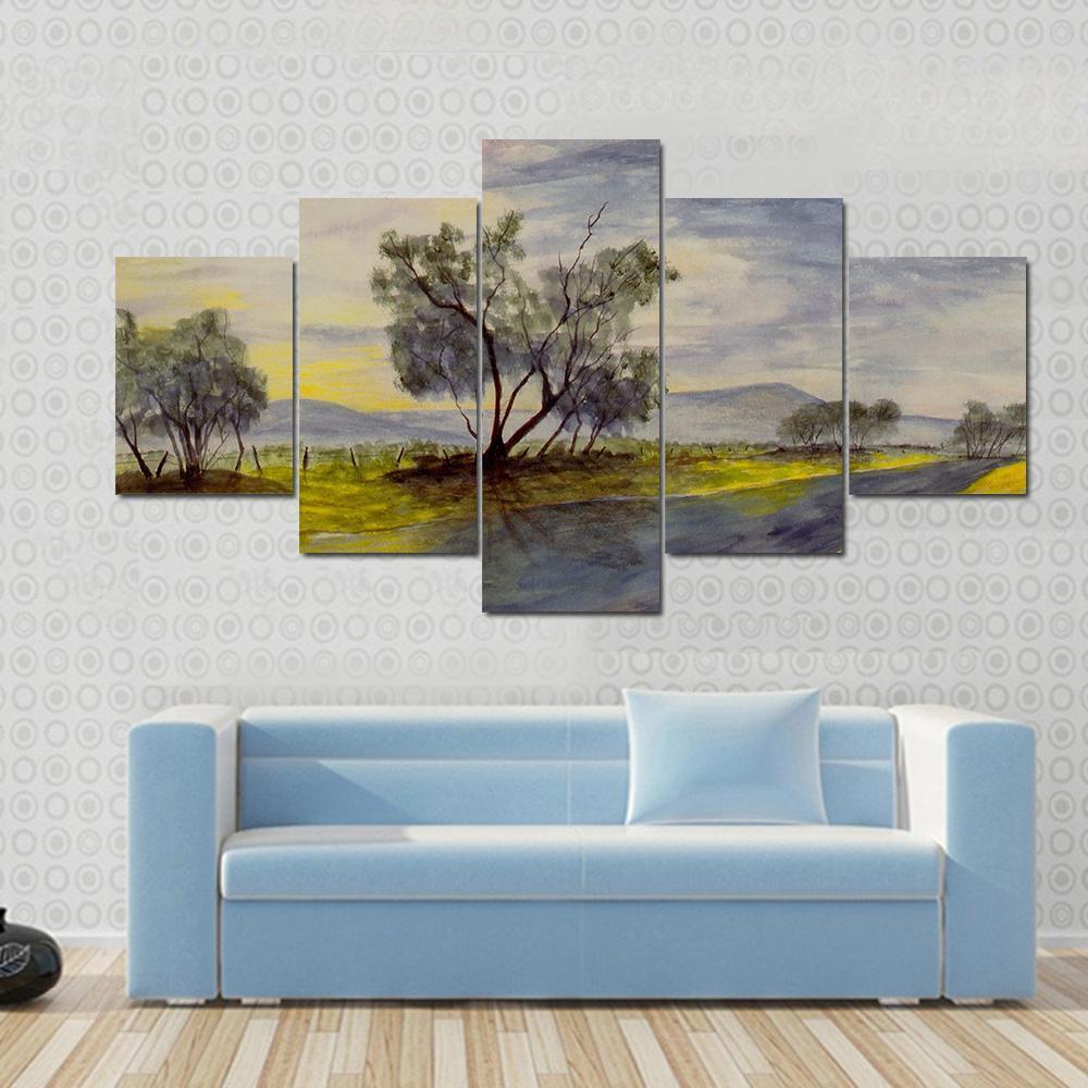 Streams Flowing Down The Mountains Canvas Wall Art-5 Star-Gallery Wrap-62" x 32"-Tiaracle