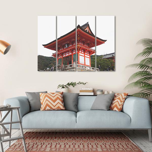 Street Around Kiyomizu Temple Canvas Wall Art-4 Horizontal-Gallery Wrap-34" x 24"-Tiaracle