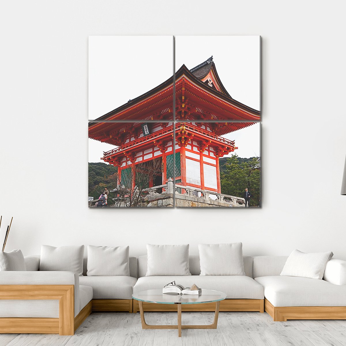Street Around Kiyomizu Temple Canvas Wall Art-4 Square-Gallery Wrap-17" x 17"-Tiaracle