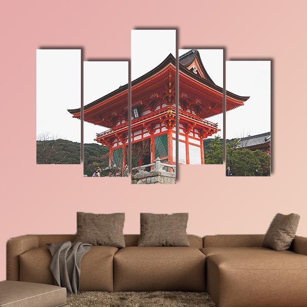 Street Around Kiyomizu Temple Canvas Wall Art-5 Pop-Gallery Wrap-47" x 32"-Tiaracle