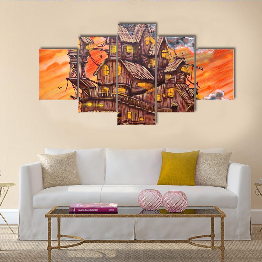 Street Art Abstract Canvas Wall Art-5 Star-Gallery Wrap-62" x 32"-Tiaracle